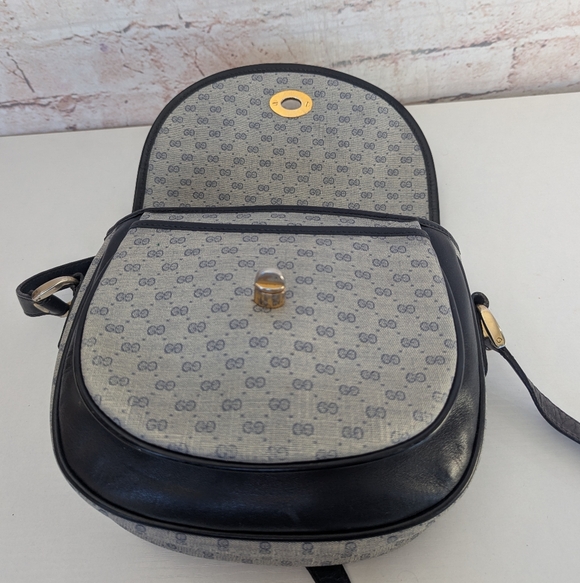 GUCCI GG MONOGRAM CANVAS LEATHER VINTAGE WOMEN'S SHOULDER BAG - Picture 8 of 13